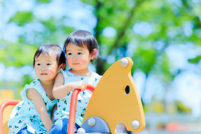 Twins | Loma Linda University Center for Fertility | California | photo of twins on a rocking horse